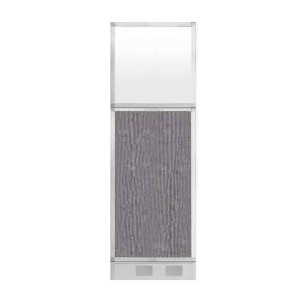Hush Panel Configurable Cubicle Partition 2' x 6' Slate Fabric Frosted Window w/ Cable Channel
